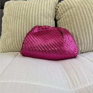 Anthropologie Frankie Clutch in Hot Pink Metallic